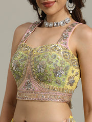 Multi Kali Tissue Choli With Lehenga & Dupatta