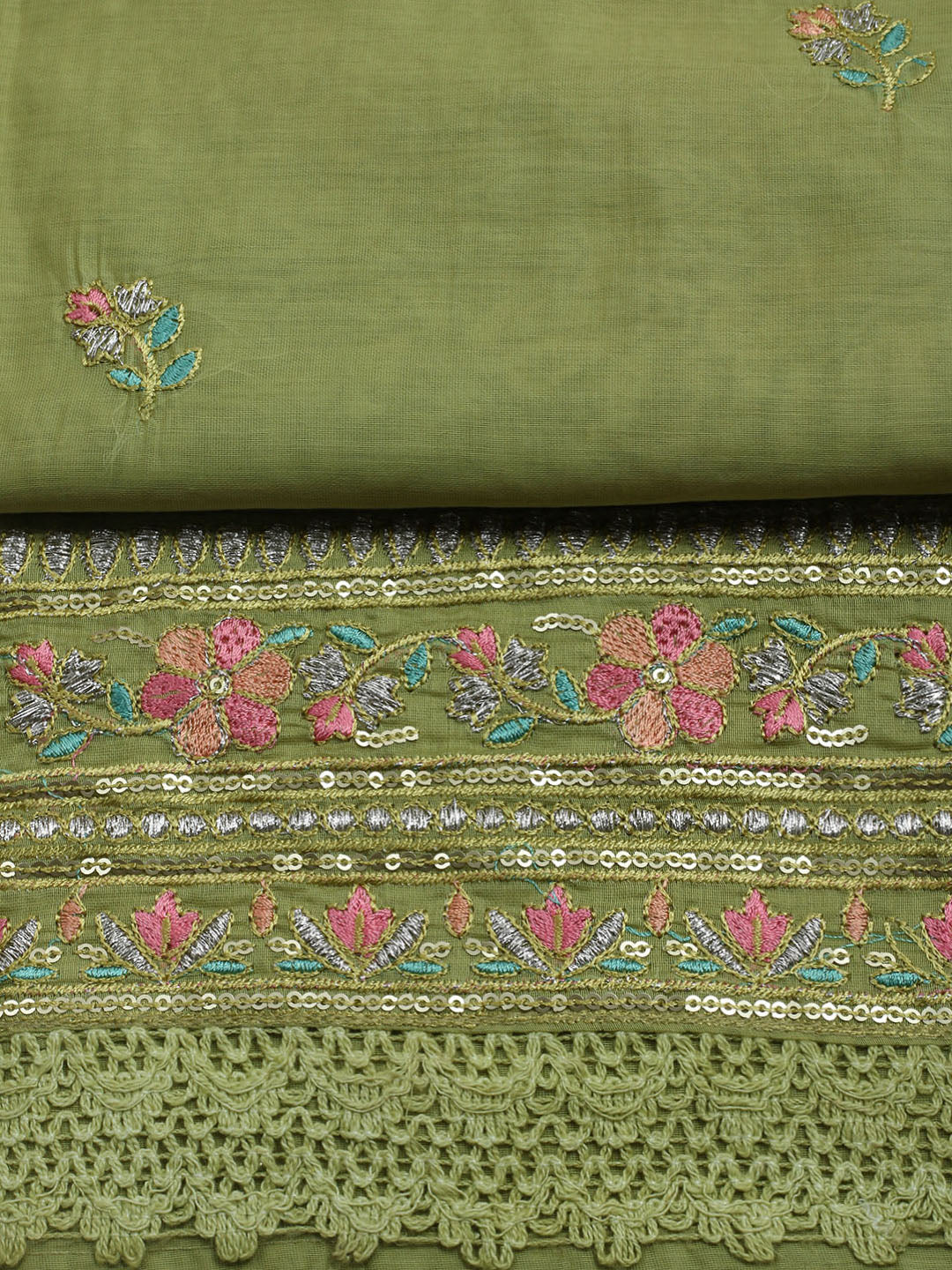 Embroidered Organza Unstitched Suit With Dupatta