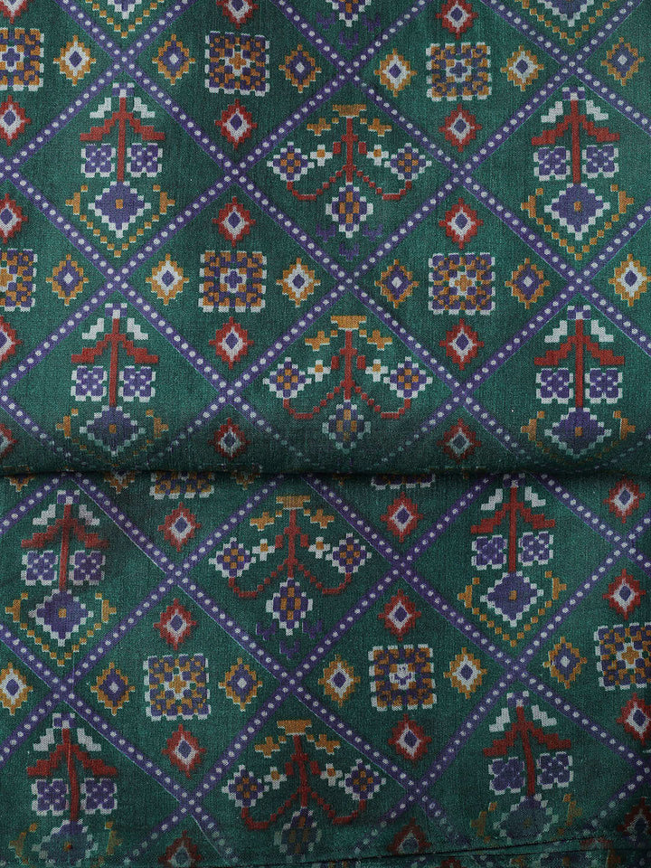 Printed Chanderi Unstitched Suit With Dupatta