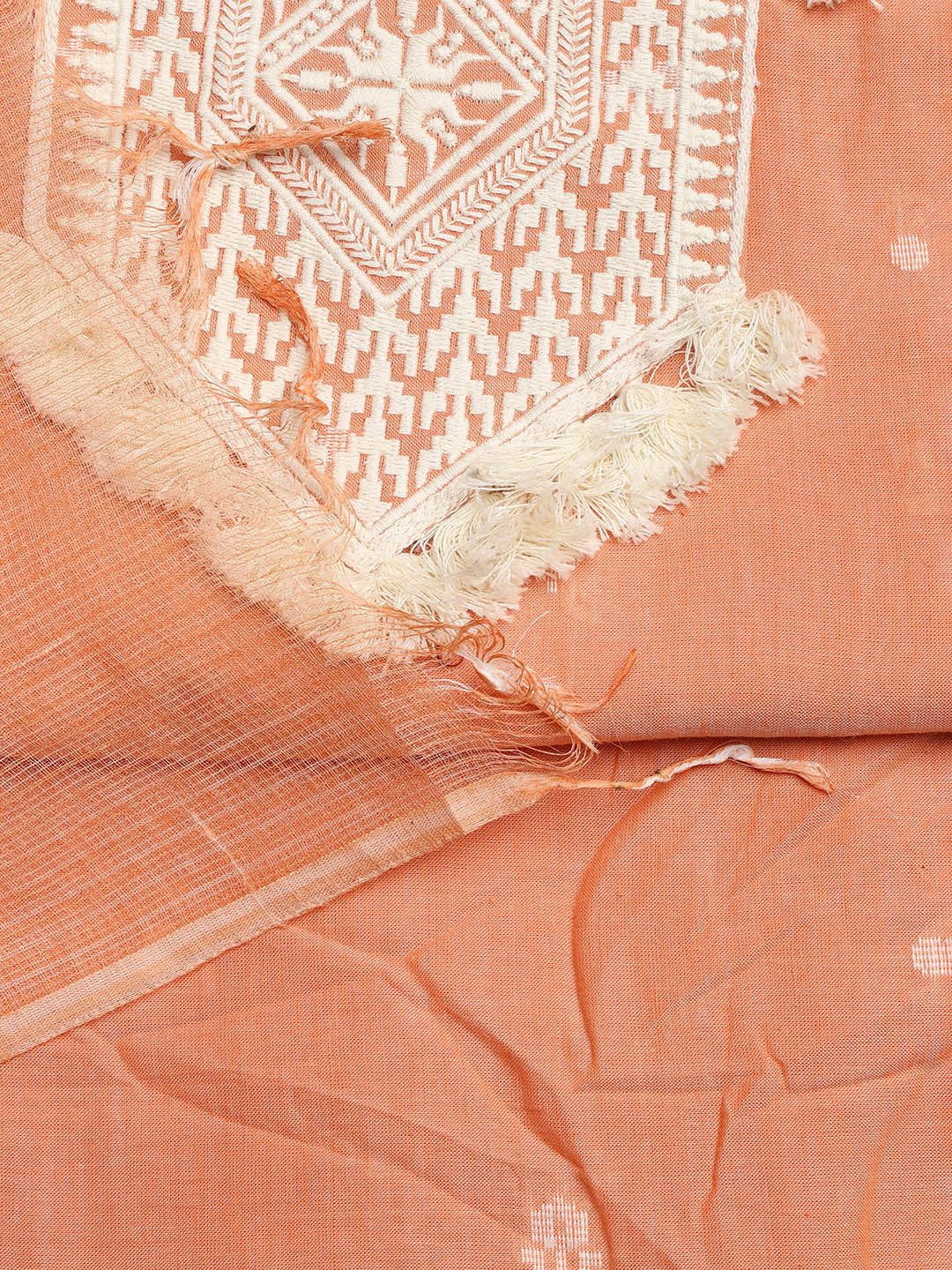 Neck Embroidered Cotton Blend Unstitched Suit With Dupatta
