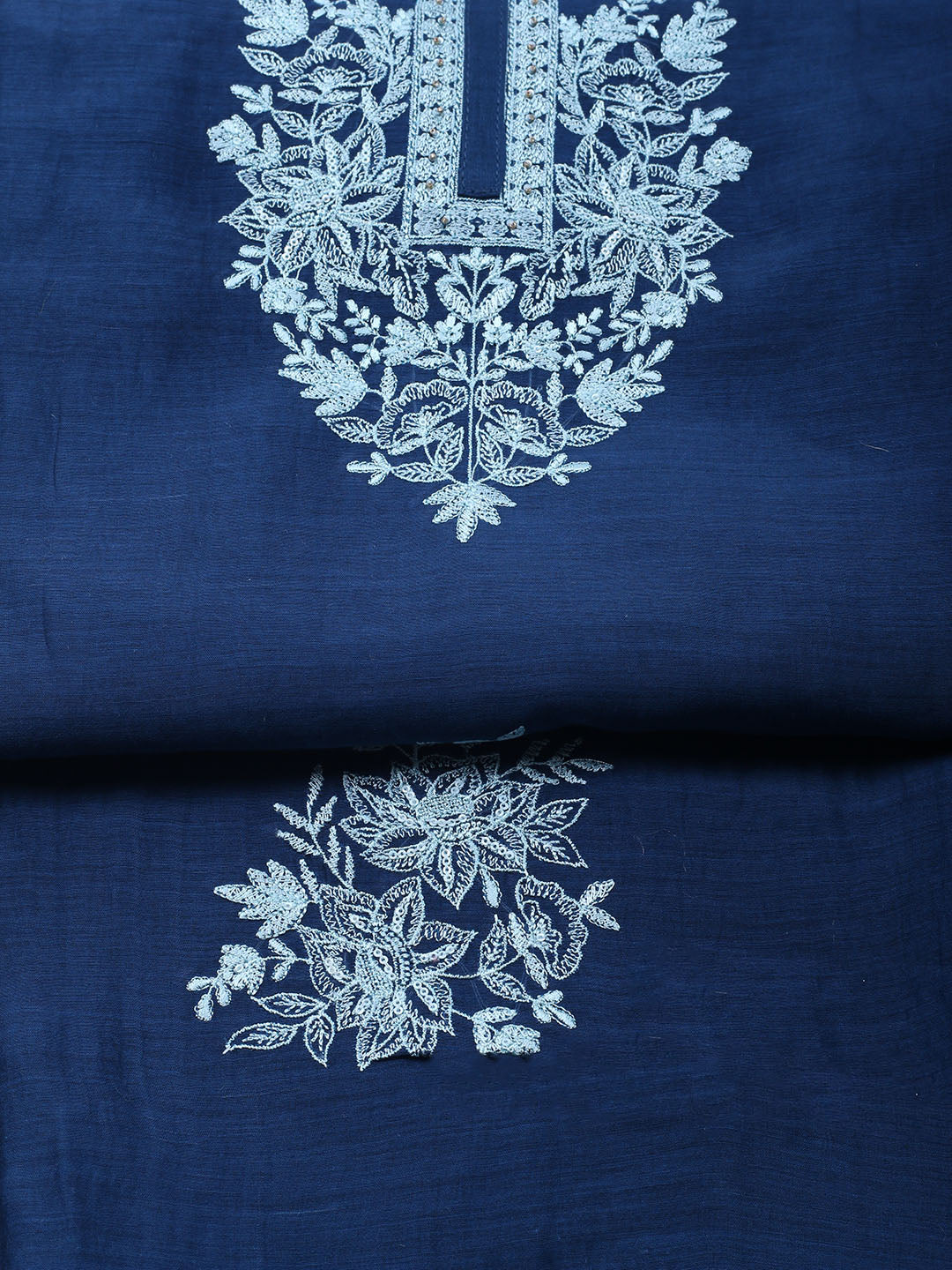 Embroidered Chanderi Unstitched Suit With Dupatta