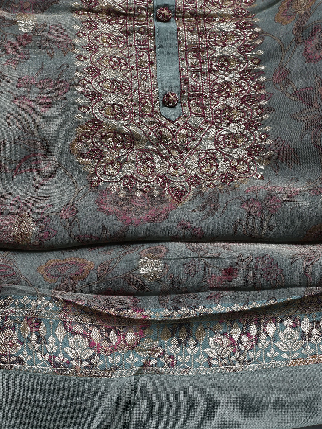 Embroidered Tissue Unstitched Suit With Dupatta