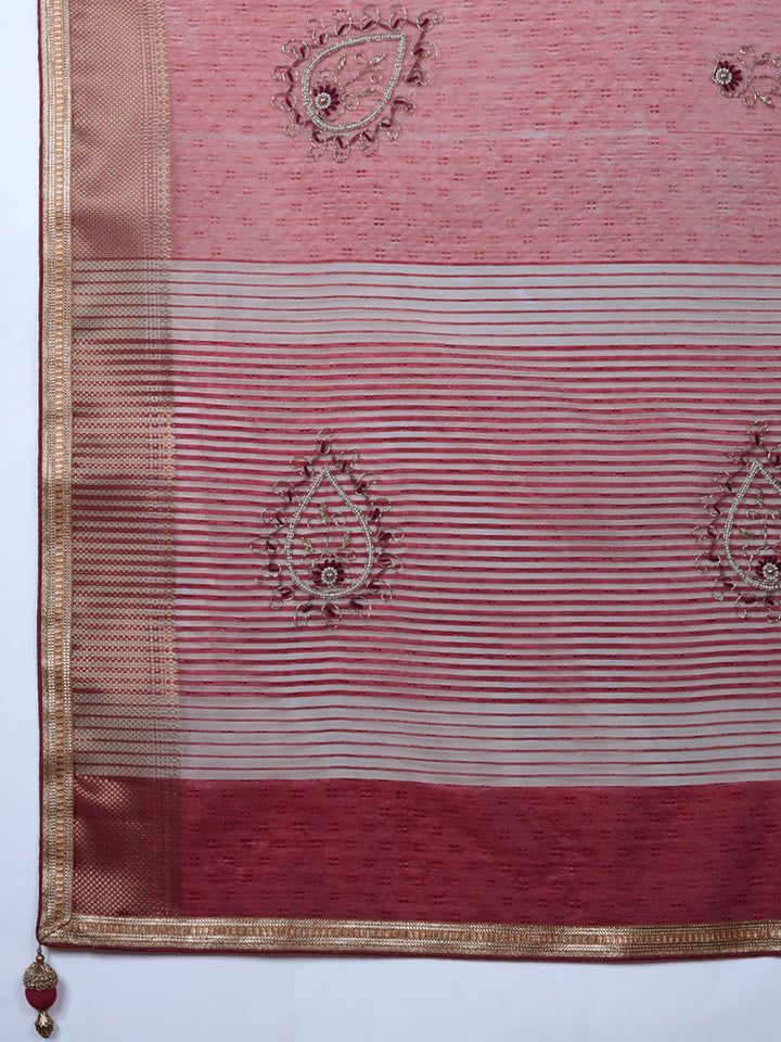 Embroidered Linen Blend Saree