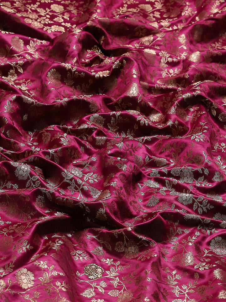 Stone Work Satin Embroidery Saree