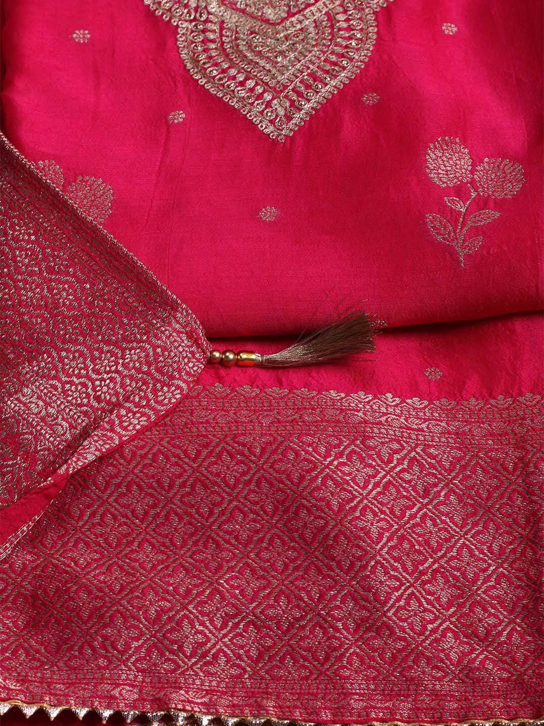 Kanjeevaram Chanderi Unstitched Suit With Dupatta