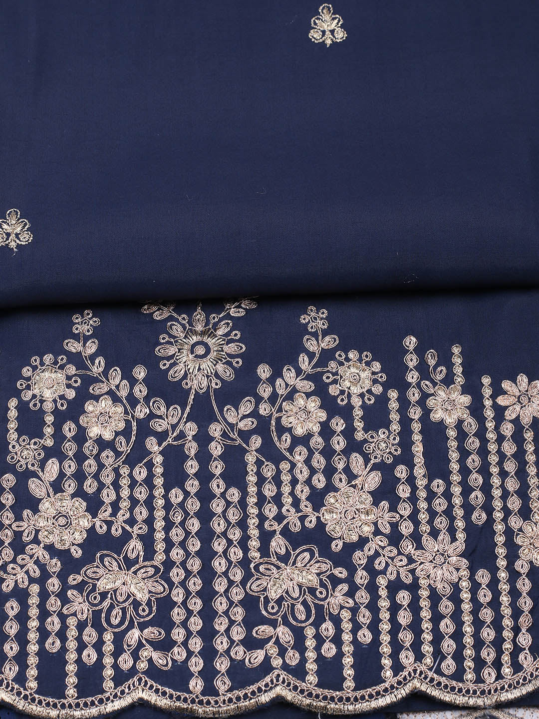 Embroidered Chanderi Unstitched Suit With Pant &amp; Dupatta