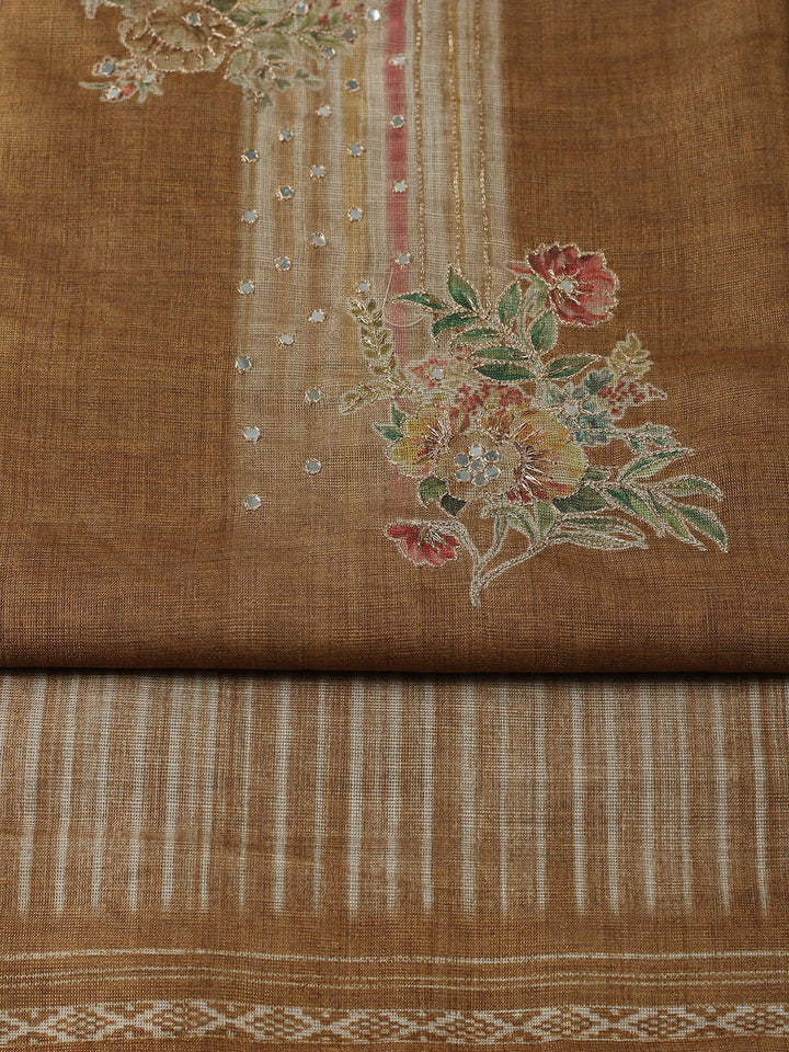 Embroidered Tissue Unstitched Suit With Pant &amp; Dupatta