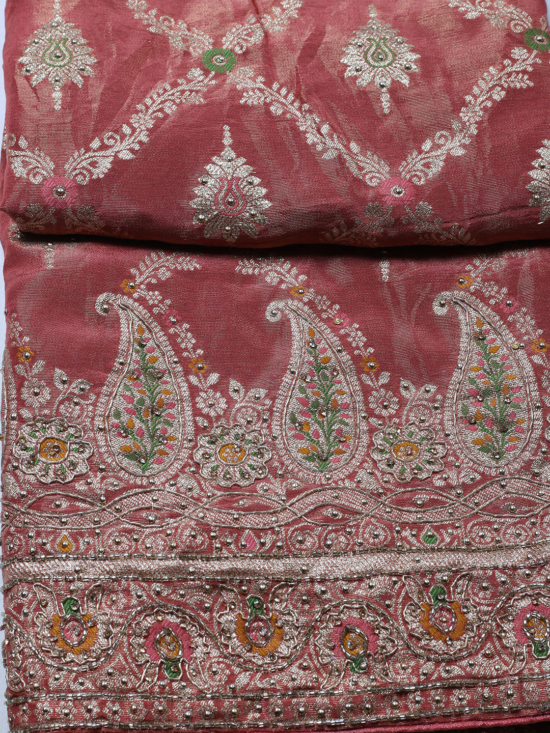 Woven Design Tissue Unstitched Suit With Pant &amp; Dupatta