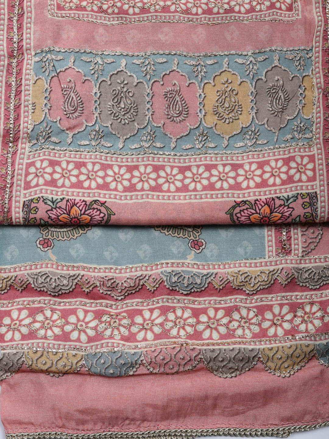 Embroidered Muslin Unstitched Suit With Pant &amp; Dupatta