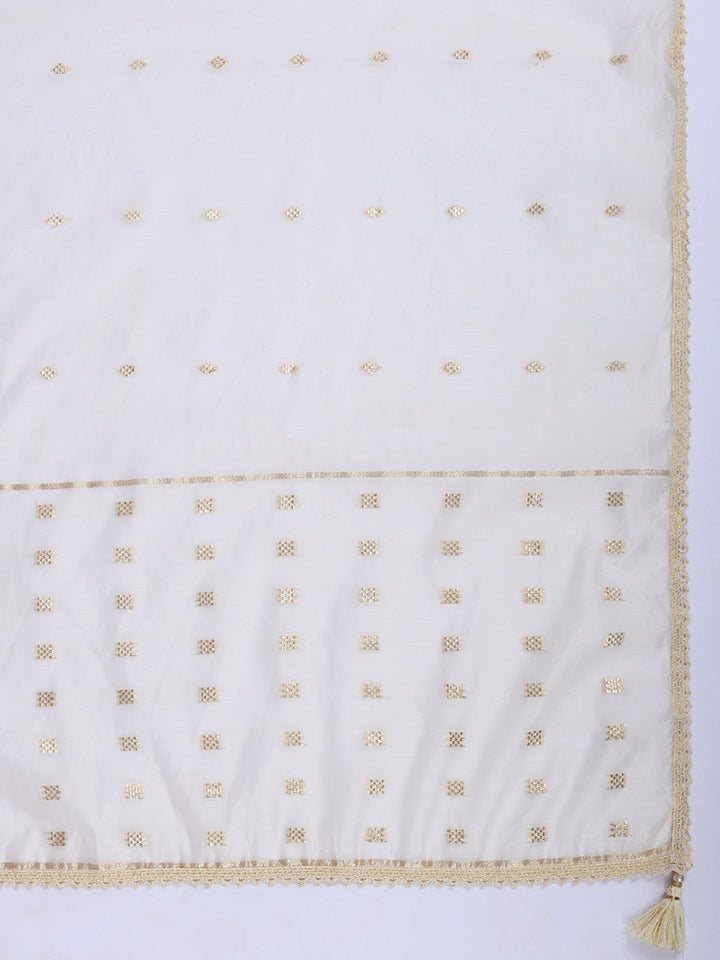 Embroidered Chanderi Suit Set With Dupatta