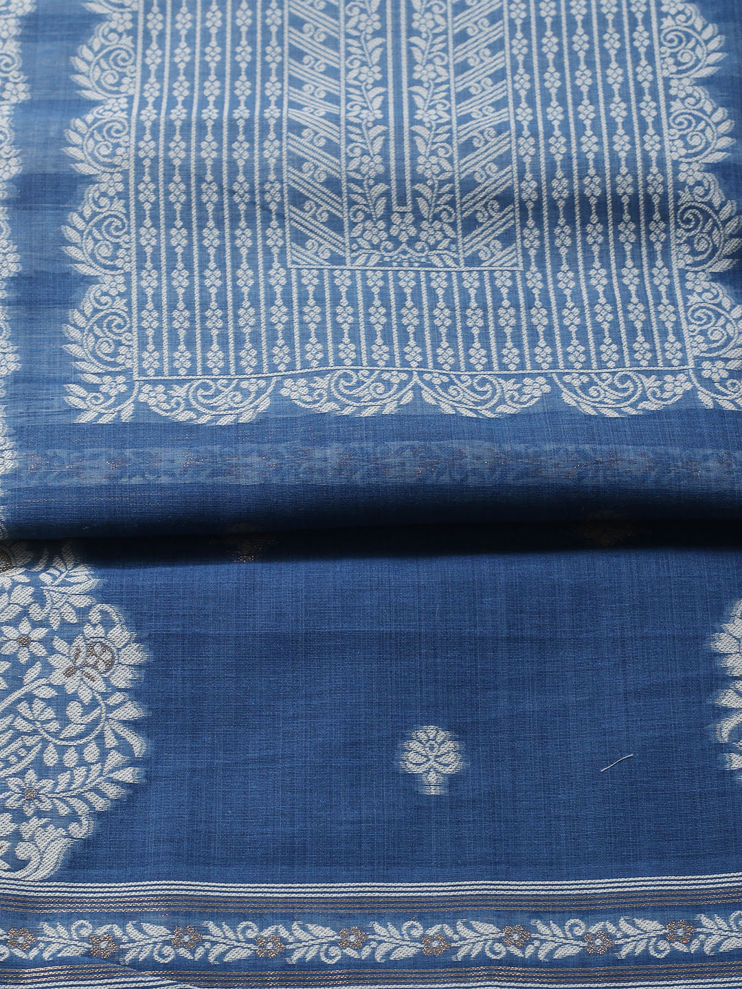 Printed Chanderi Unstitched Suit With Pant &amp; Dupatta