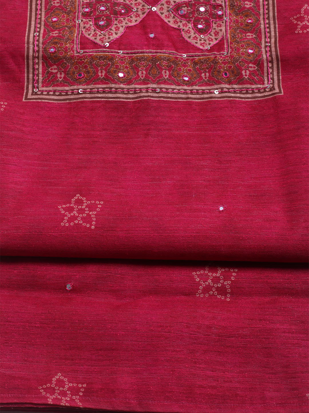Embroidered Chanderi Unstitched Suit With Dupatta
