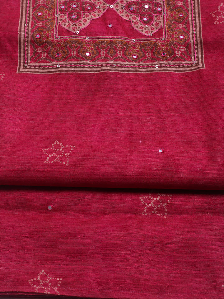 Embroidered Chanderi Unstitched Suit With Dupatta