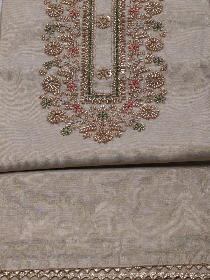 Neck Embroidered Tissue Unstitched Suit With Dupatta