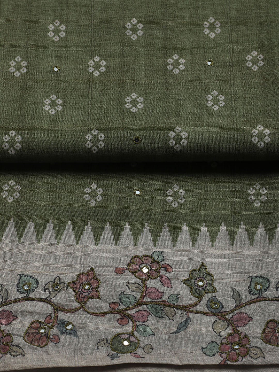 Embroidered Tussar Unstitched Suit With Dupatta