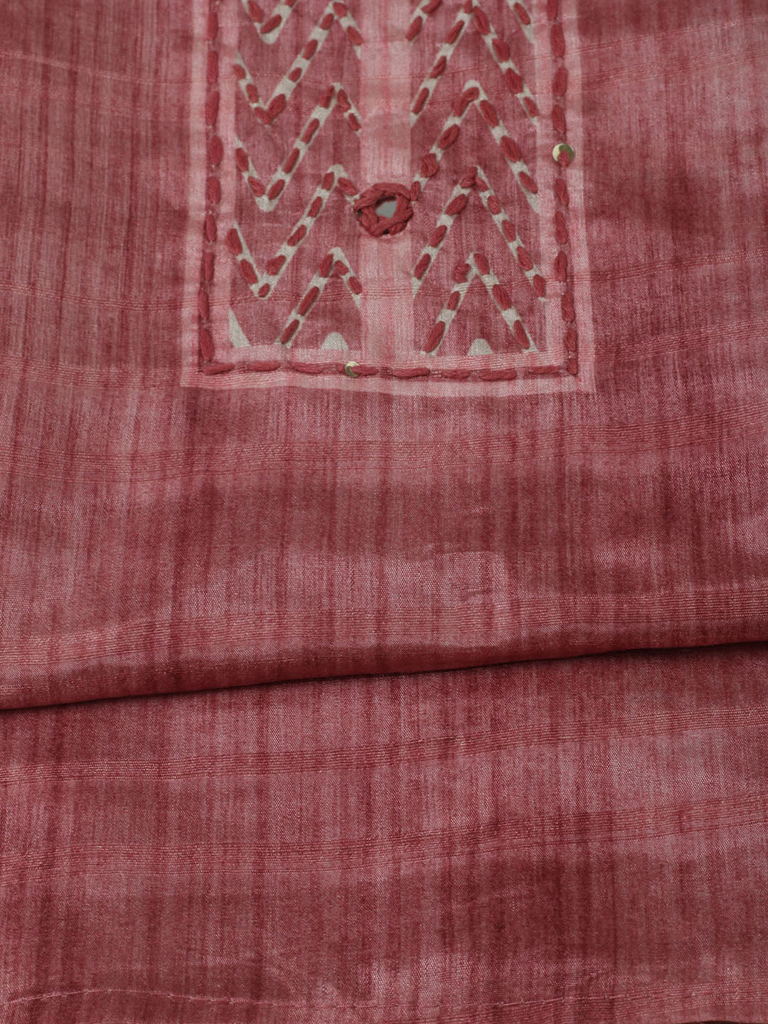 Embroidered Chanderi Unstitched Kurta With Pant &amp; Dupatta