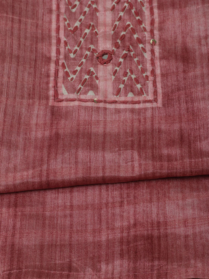Embroidered Chanderi Unstitched Kurta With Pant &amp; Dupatta