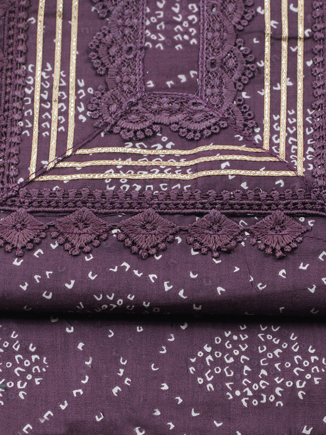 Printed Cotton Blend Unstitched Suit With Pant &amp; Dupatta