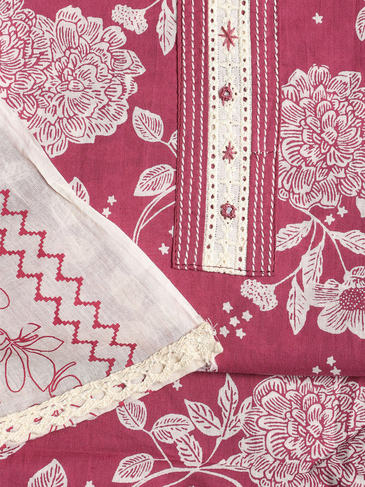 Printed Cotton Printed Unstitched Suit With Dupatta
