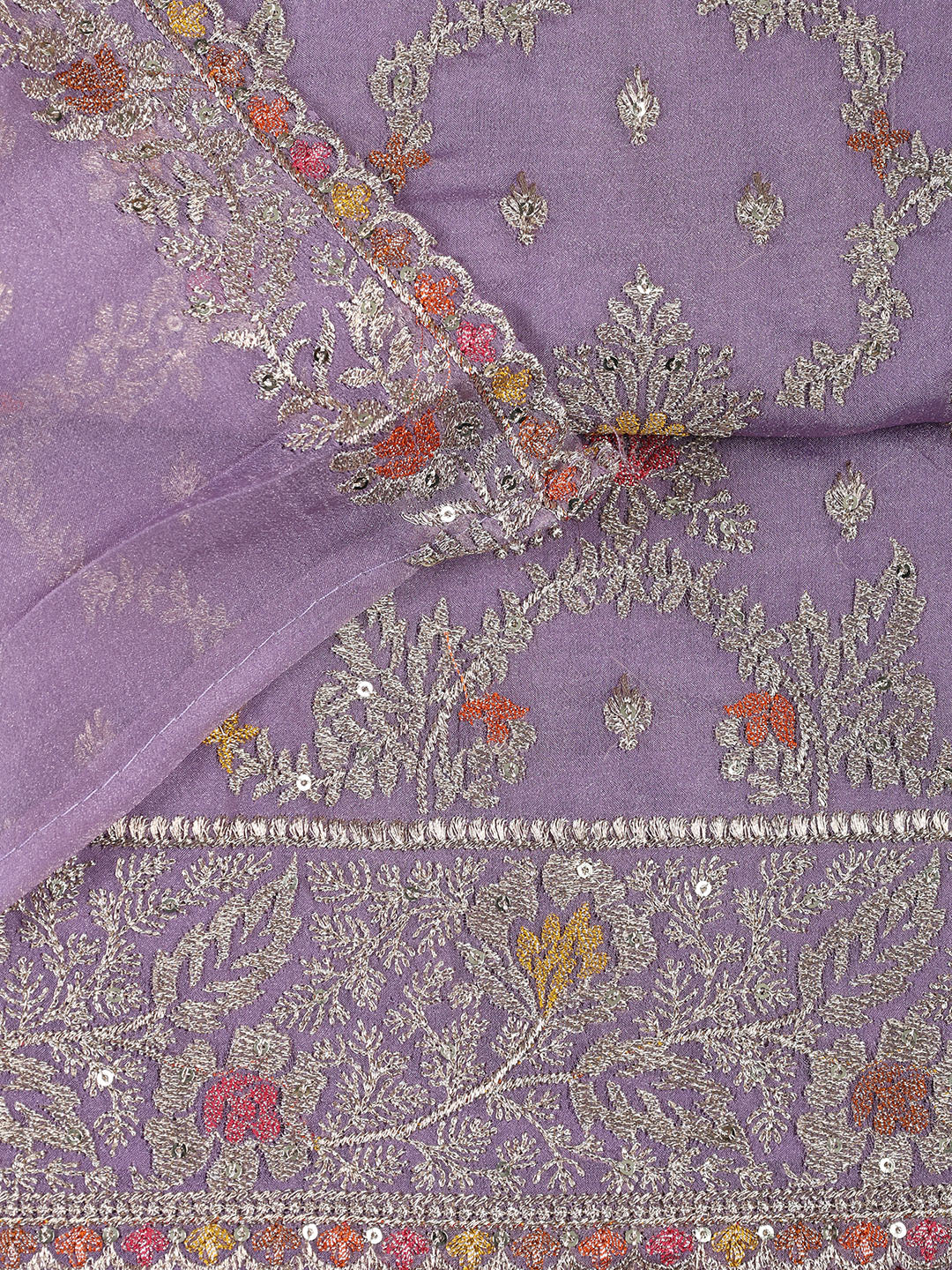 Embroidered Tissue Unstitched Suit With Dupatta