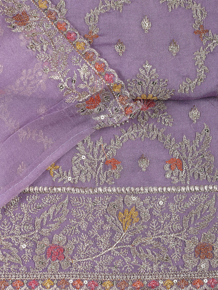 Embroidered Tissue Unstitched Suit With Dupatta