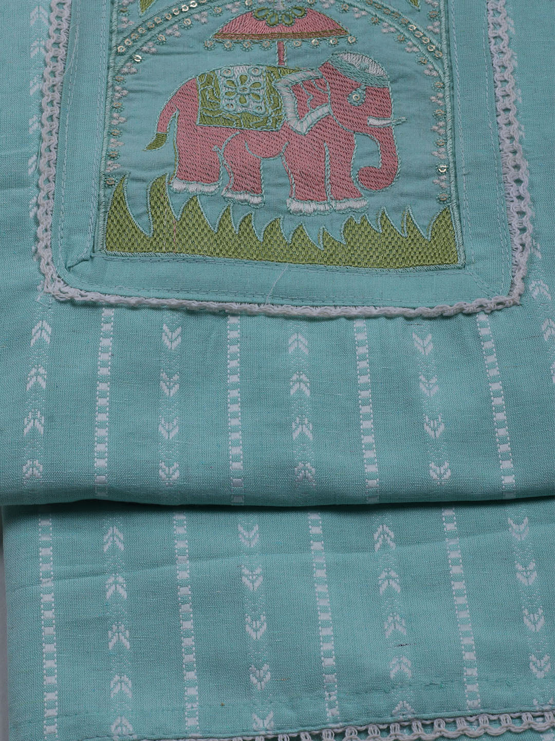 Neck Embroidered Cotton Blend Unstitched Suit With Dupatta