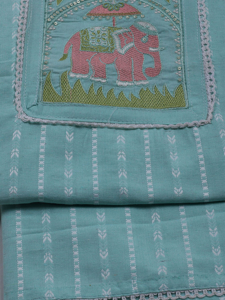 Neck Embroidered Cotton Blend Unstitched Suit With Dupatta