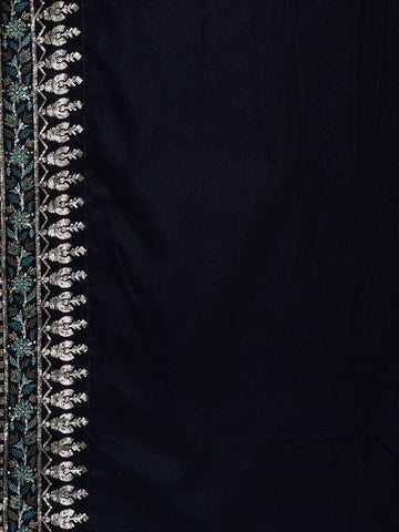 Neck Embroidered Velvet Unstitched Suit Piece With Dupatta