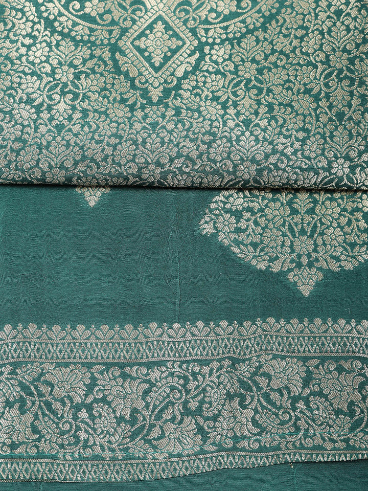 Woven Design Chanderi Unstitched Suit With Pant &amp; Dupatta