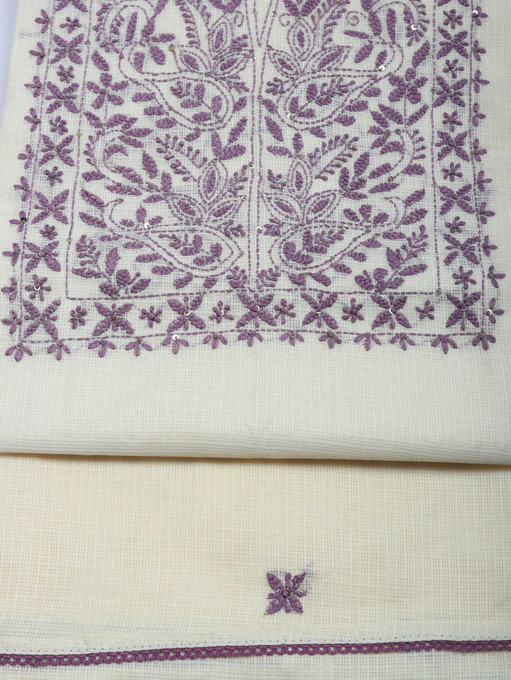 Embroidered Cotton Blend Unstitched Suit With Pant &amp; Dupatta
