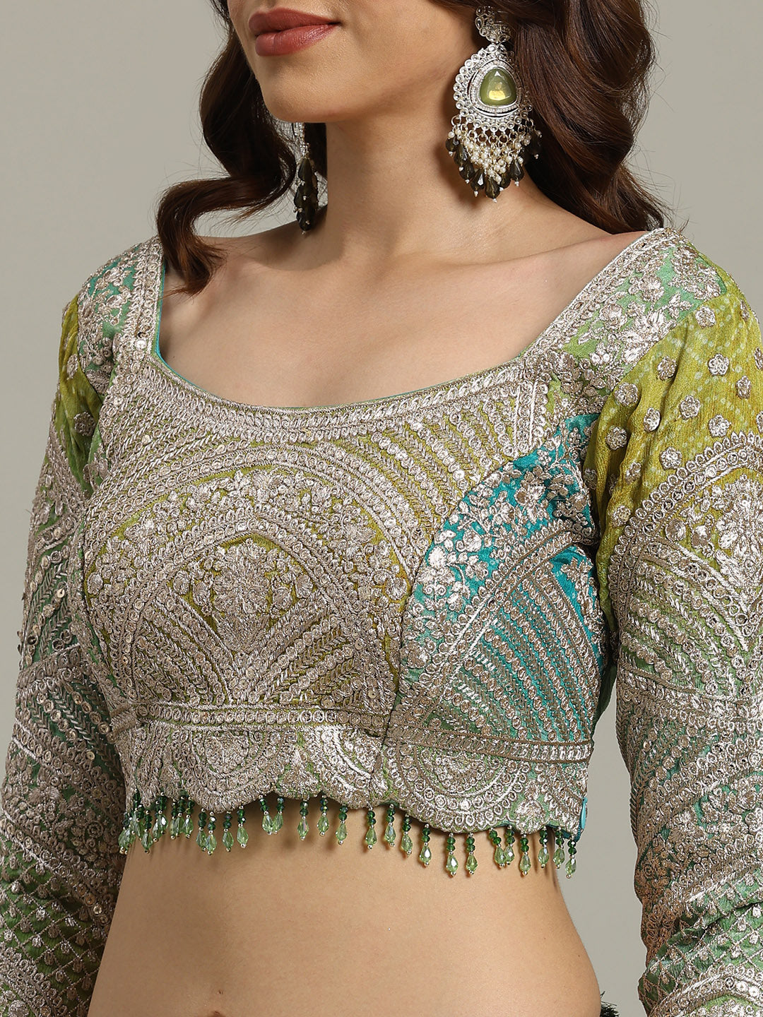 Bandhani Crepe Choli With Lehenga &amp; Dupatta