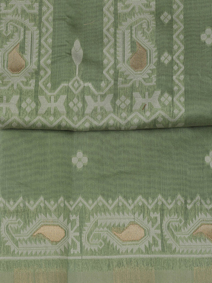 Jamdani Work Chanderi Unstitched Suit Piece With Dupatta