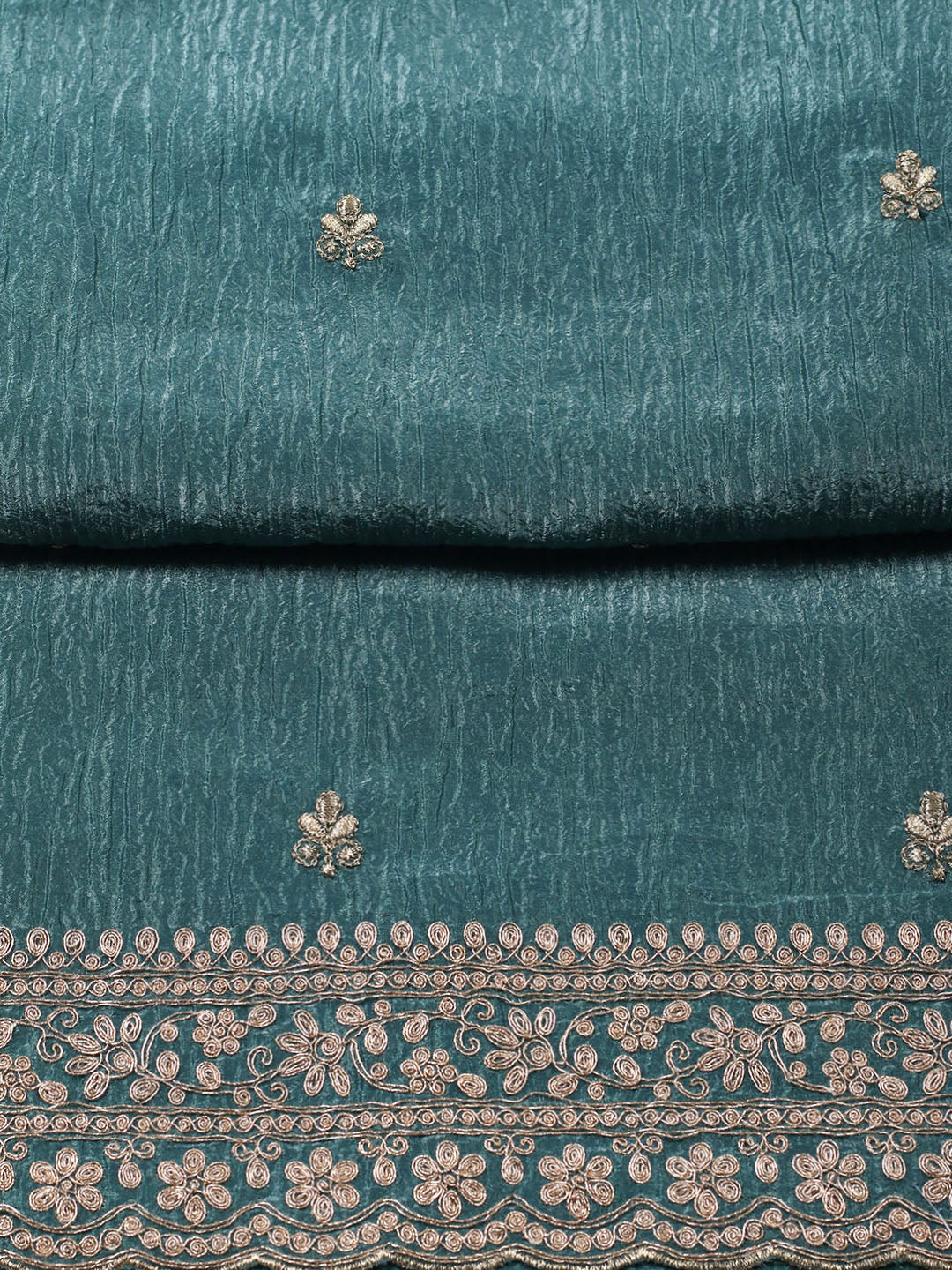 Woven Design Chanderi Unstitched Suit With Pant &amp; Dupatta