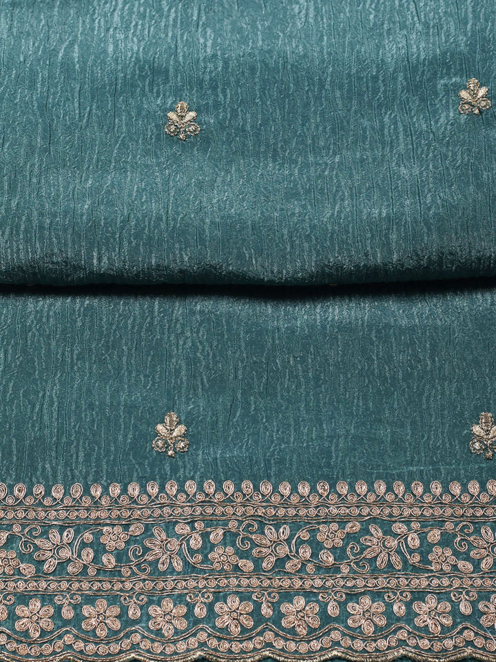 Woven Design Chanderi Unstitched Suit With Pant &amp; Dupatta