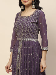 Zari Jaal Embroidery Georgette Kurta With Lehenga & Dupatta