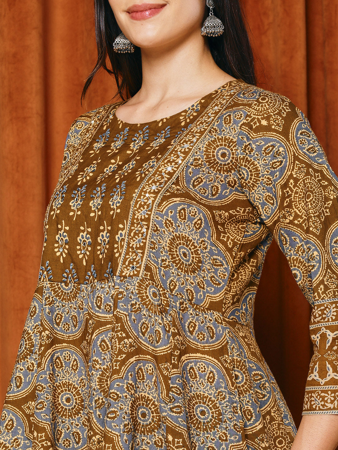 Printed Cotton Blend Kurta With Pants &amp; Dupatta
