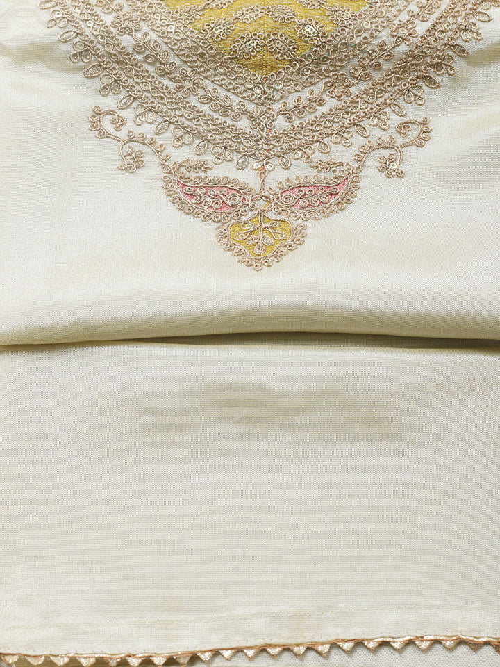 Embroidered Tissue Unstitched Suit With Pant &amp; Dupatta