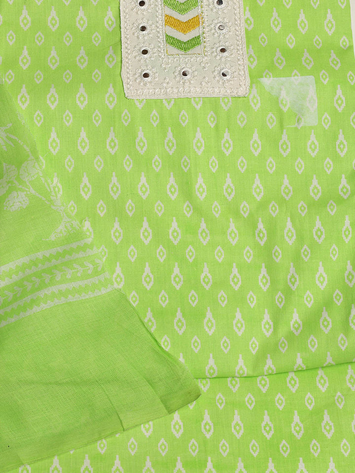Printed Cotton Blend Unstitched Suit With Dupatta