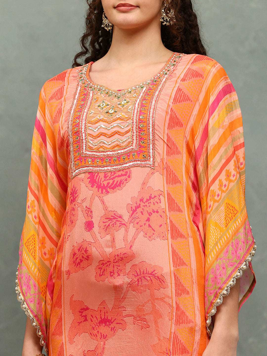 Printed Chinon Kurta With pants