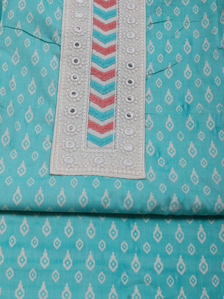 Printed Cotton Blend Unstitched Suit With Dupatta