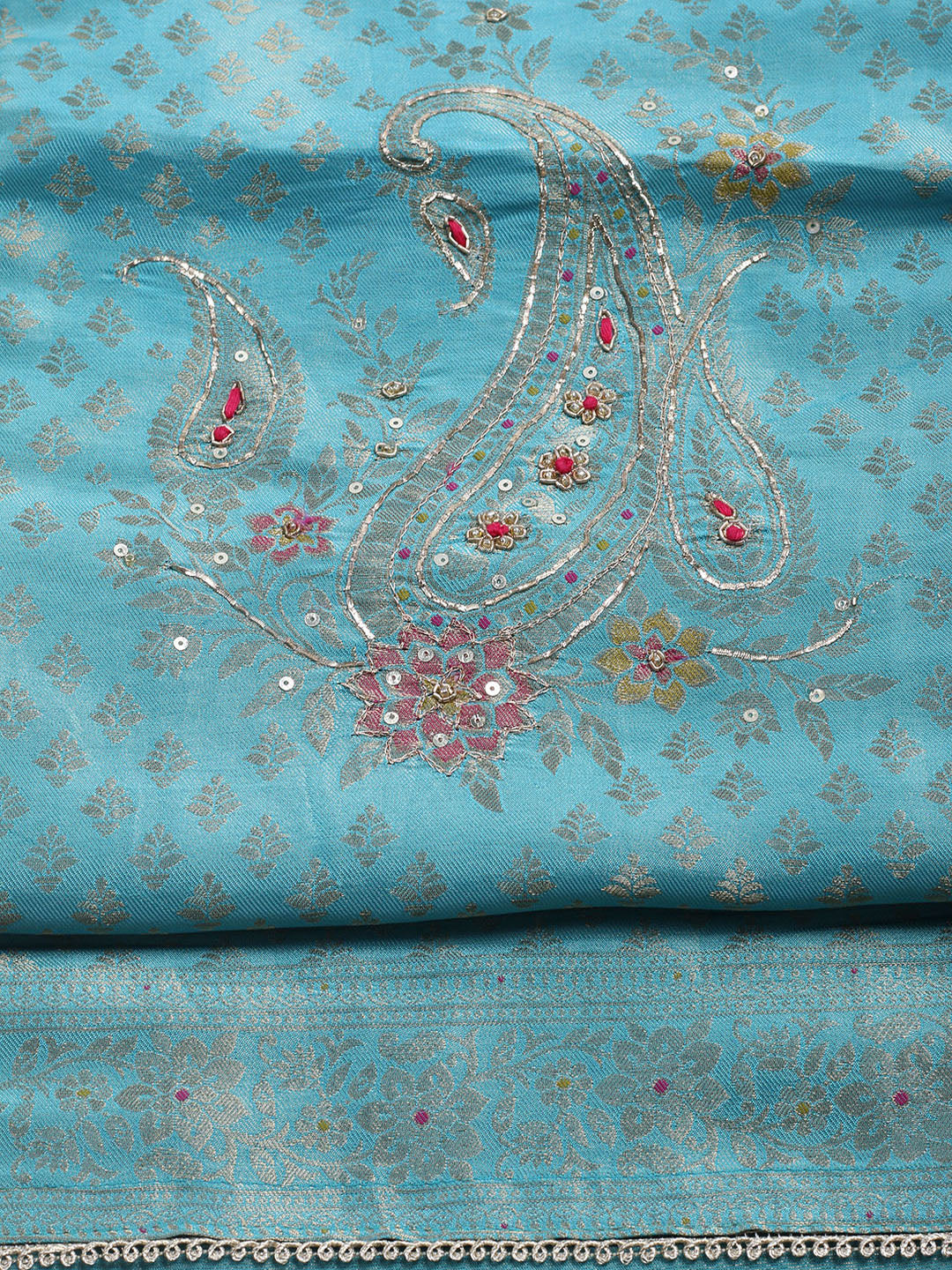 Woven Design Tissue Unstitched Suit With Dupatta