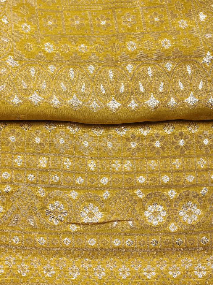 Woven Design Chanderi Unstitched Suit With Pant &amp; Dupatta