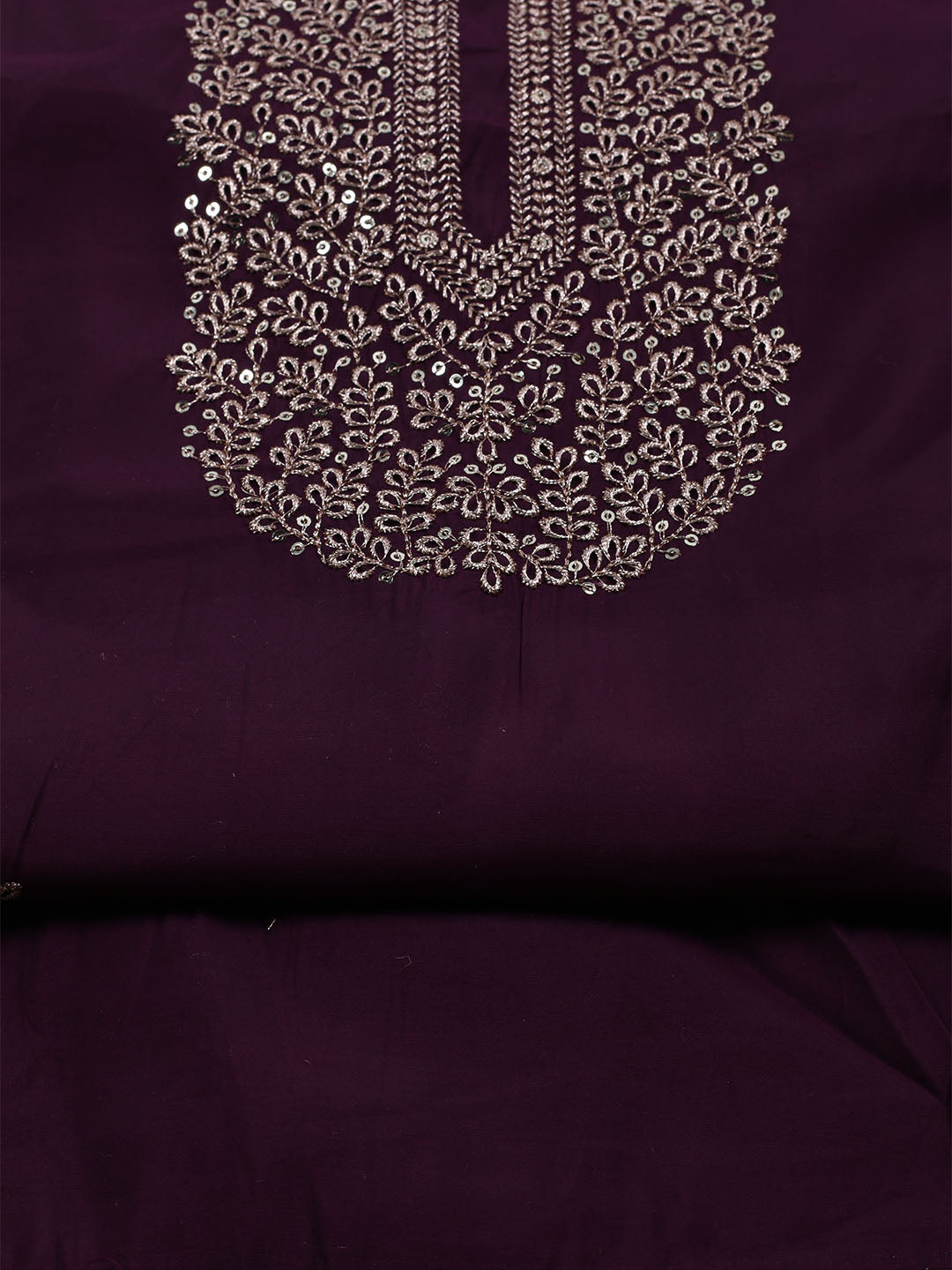Neck Embroidered Chanderi Unstitched Suit With Dupatta