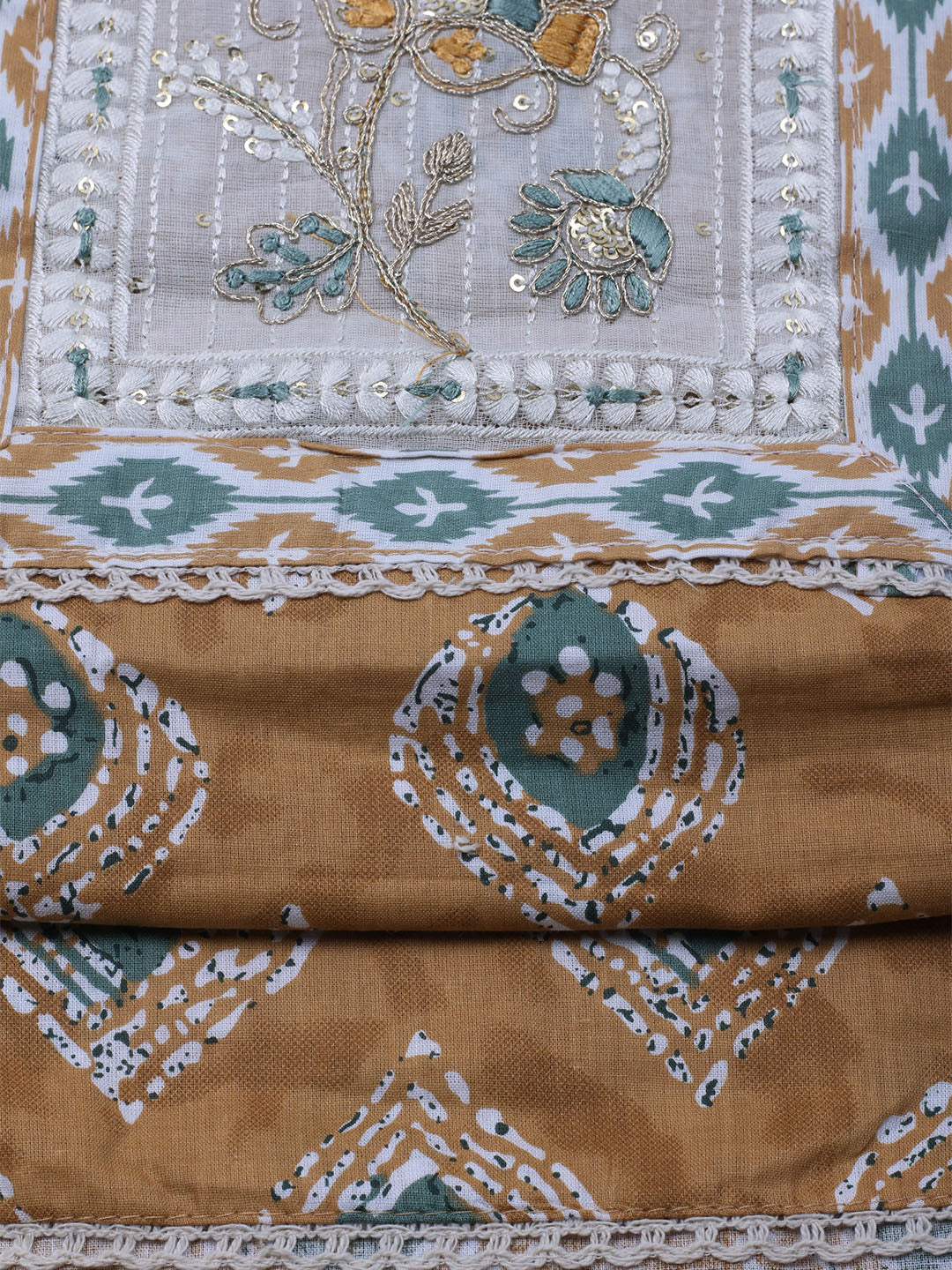 Embroidered Cotton Blend Unstitched Suit With Dupatta