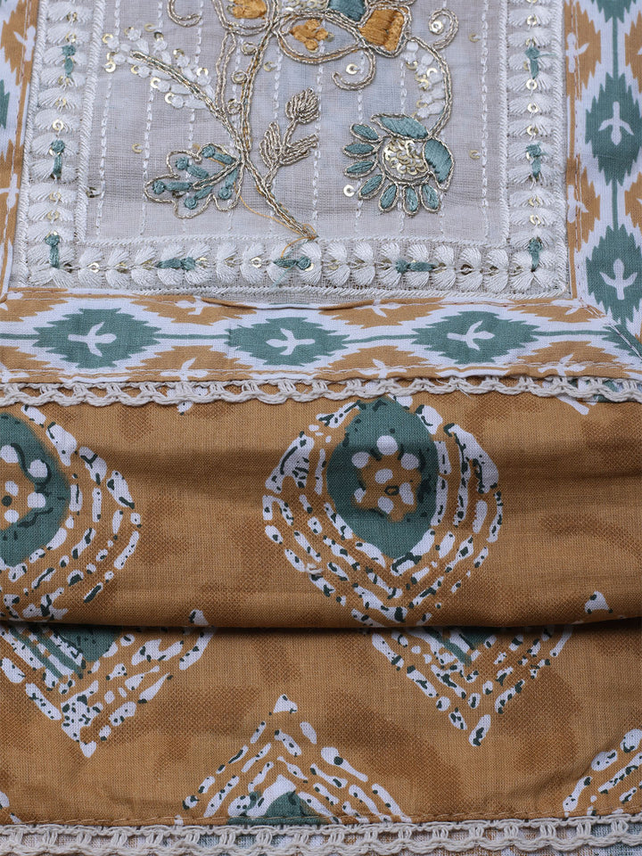 Embroidered Cotton Blend Unstitched Suit With Dupatta