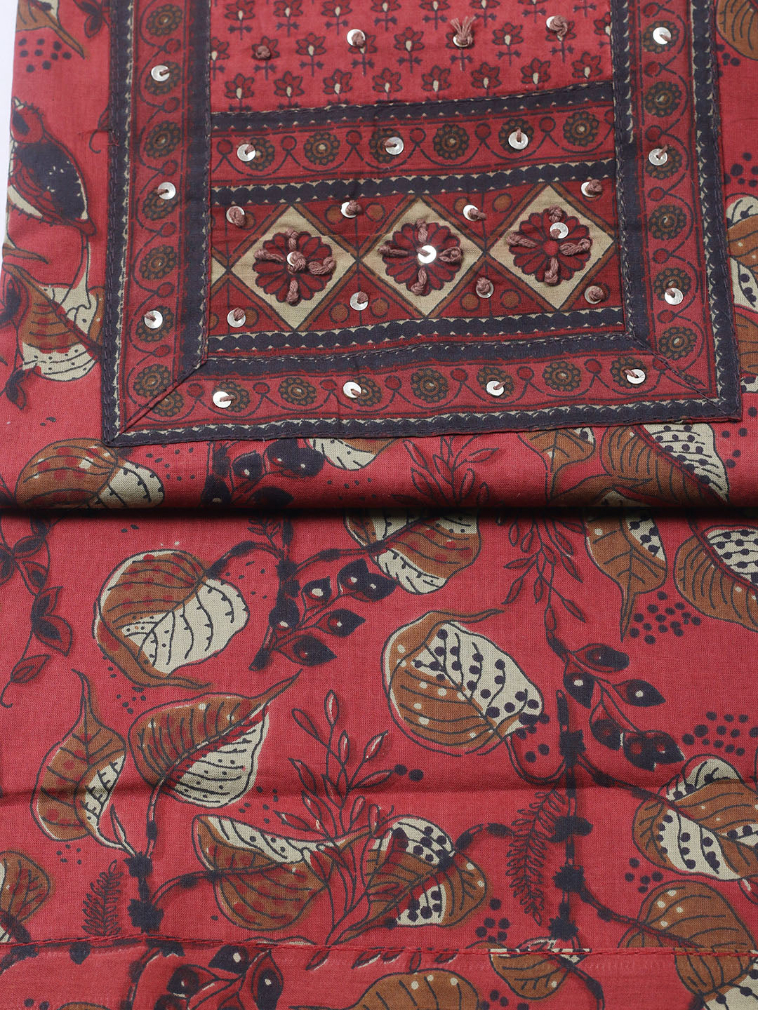 Printed Cotton Blend Unstitched Suit With Pant &amp; Dupatta