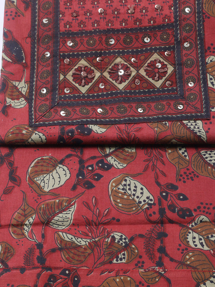 Printed Cotton Blend Unstitched Suit With Pant &amp; Dupatta