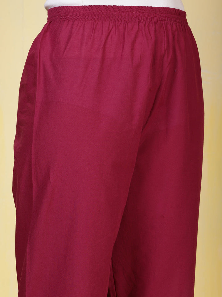 Printed Cotton Blend Kurta With Pants &amp; Dupatta