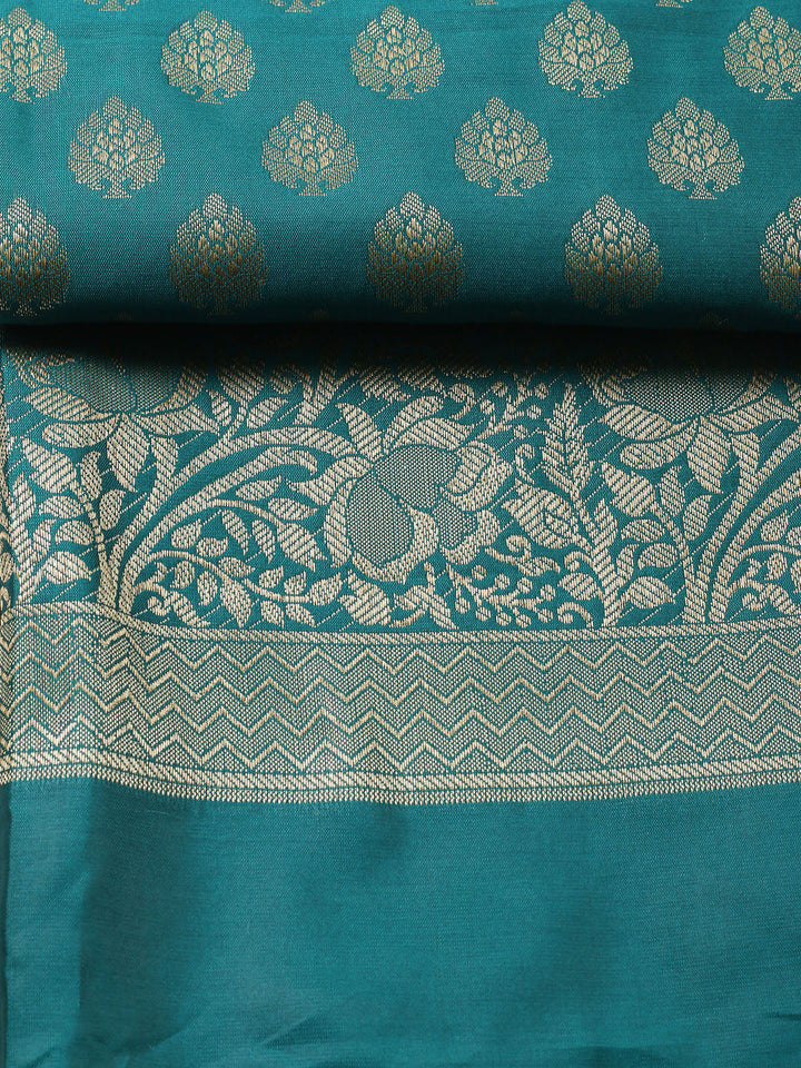 Banarasi Chanderi Unstitched Suit With Pant &amp; Dupatta