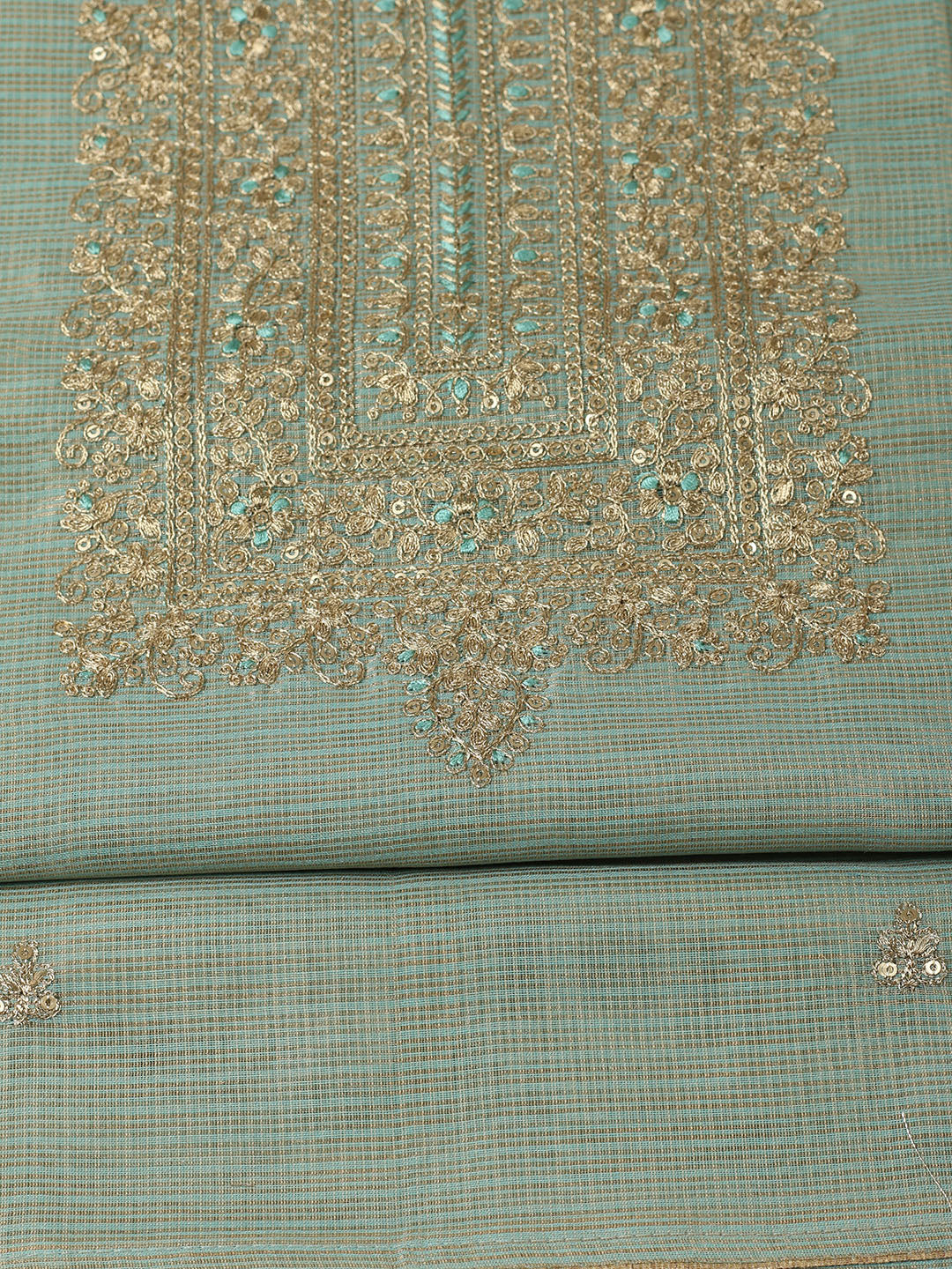 Embroidered Tissue Unstitched Suit With Pant &amp; Dupatta